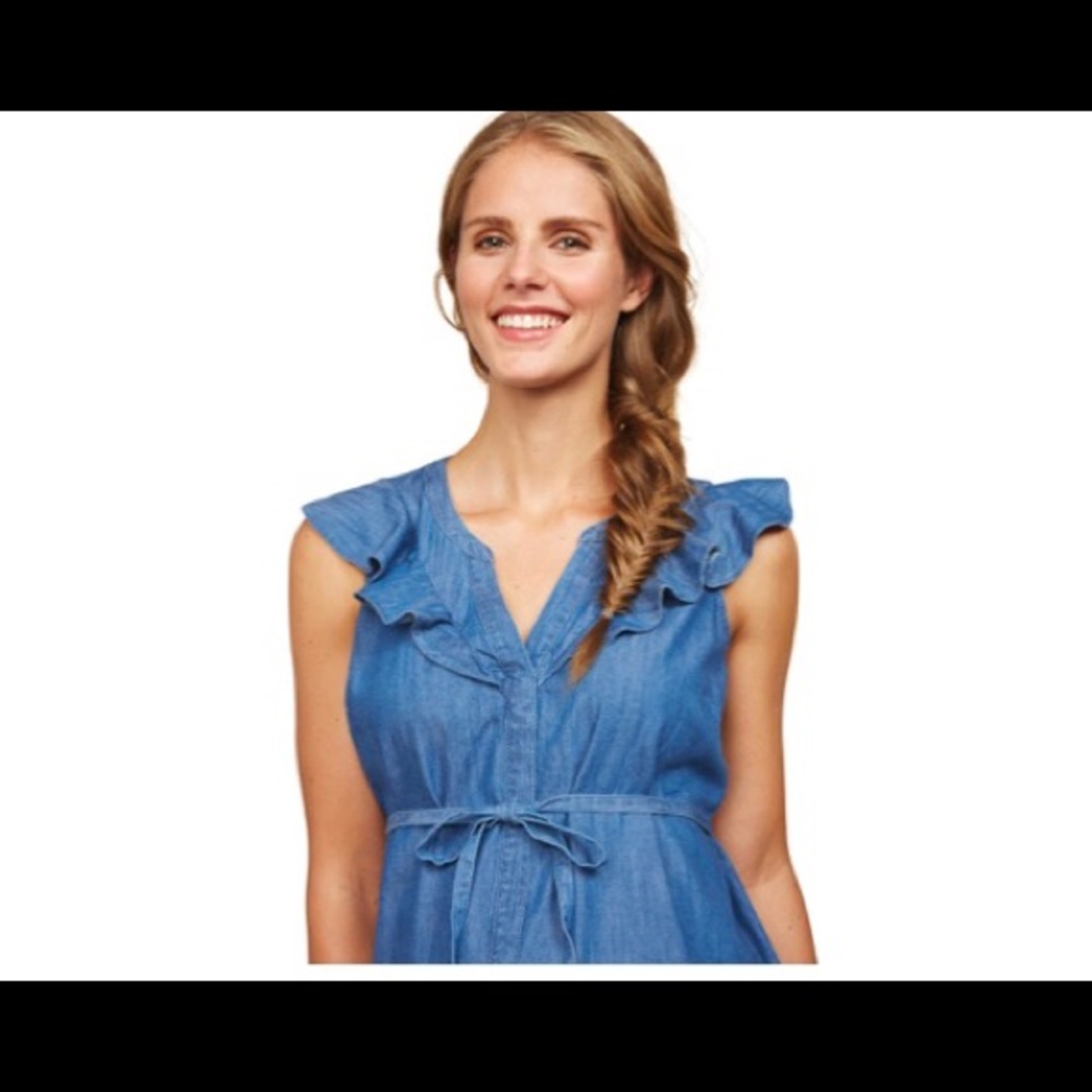 Maternity- flutter sleep demin top with belt